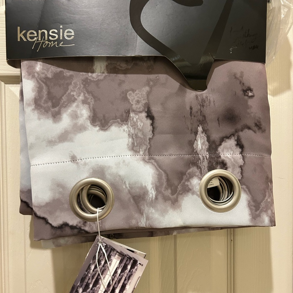 Kensie Home Gray Patterned Blackout Drapes NWT